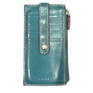 Lodis Teal Leather Slim Wallet